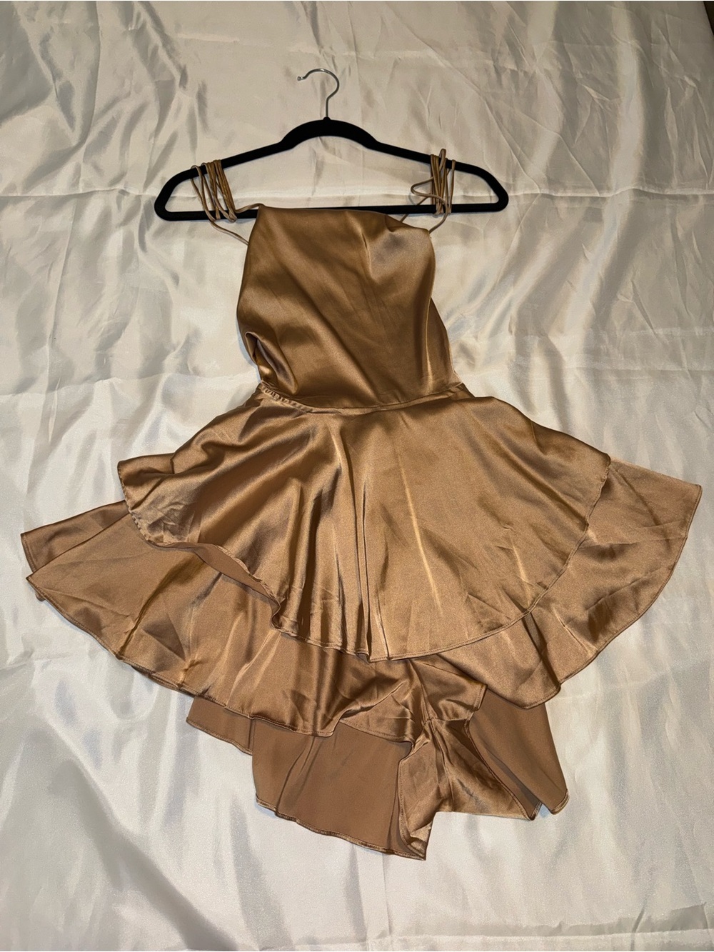 SHEIN Bronze Satin High-Low Mini Dress ⭐️